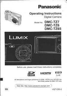 Panasonic Lumix TZ65 manual. Camera Instructions.